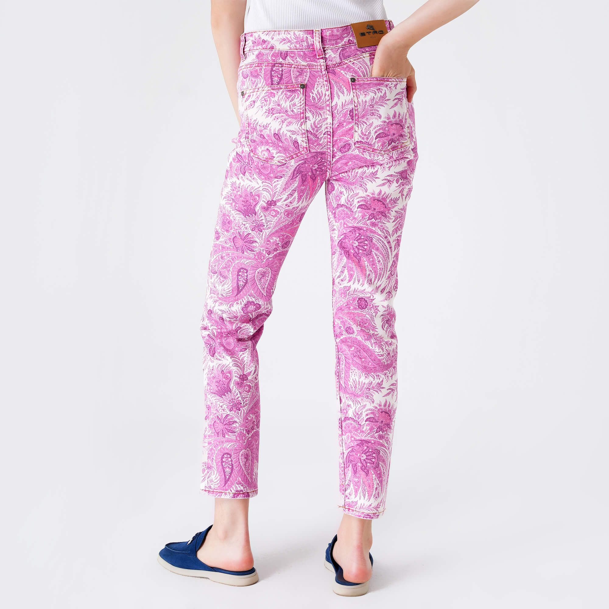 Etro - Pink&Multicolor Ethnic Print Cotton Pants